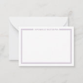 Purple Border Minimalist Name Monogram ノートカード (正面)