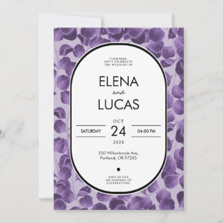 Purple Botanical Eucalyptus Wedding Invitation 招待状