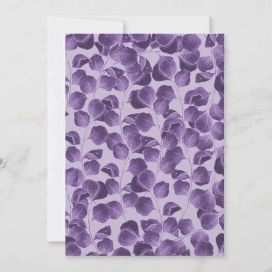 Purple Botanical Eucalyptus Wedding Invitation 招待状 (裏面)