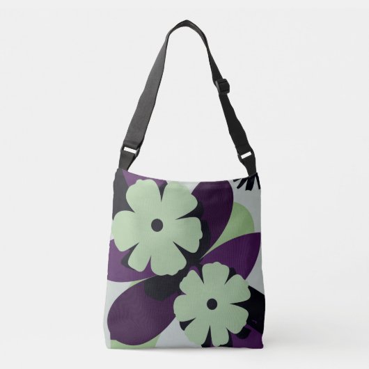Purple Botanical Floral Tote Bag – Modern Design クロスボディバッグ (正面)