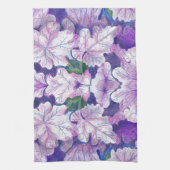 Purple Botanical Leaf Art Kitchen Towel キッチンタオル (縦)