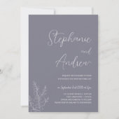 Purple Botanical minimalist wedding invitations 招待状 (正面)