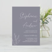 Purple Botanical minimalist wedding invitations 招待状 (スタンド正面)
