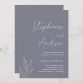 Purple Botanical minimalist wedding invitations 招待状 (正面/裏面)