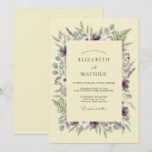 Purple Botanical Romance Wedding 招待状 (正面/裏面)