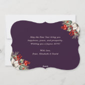 Purple Botanical String Lights New Year Card シーズンカード (裏面)