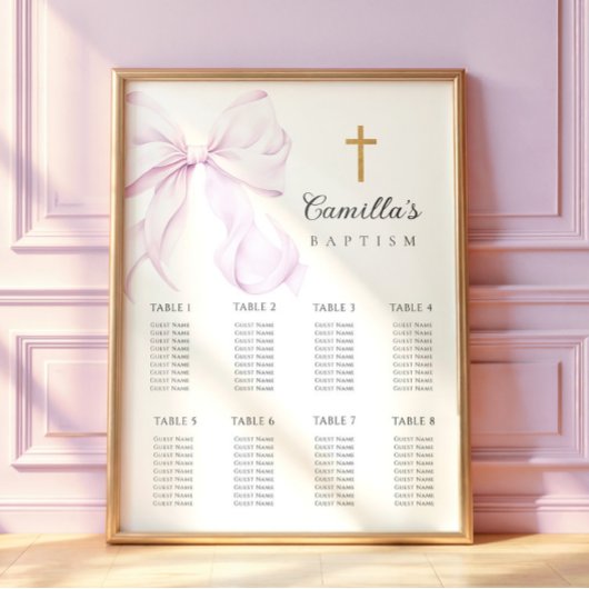 Purple Bow Baptism Seating Chart ポスター