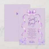 Purple Bow Birthday サンキューカード (正面/裏面)