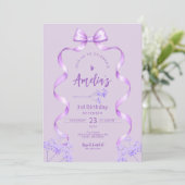 Purple Bow Birthday Invitation Any Age 招待状 (スタンド正面)