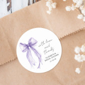 Purple Bow Bridal Shower Thank You ラウンドシール