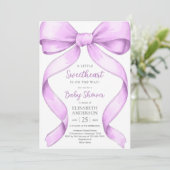 Purple Bow Coquette Baby Shower Invitation 招待状 (スタンド正面)