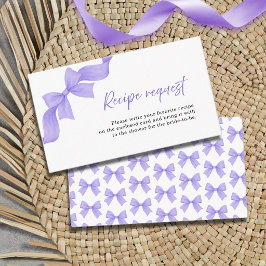 Purple Bow Coquette Bridal Shower Recipe Request エンクロージャーカード