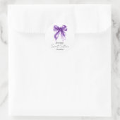 Purple Bow Coquette Script Sweet 16 Party  ラウンドシール (バッグ)