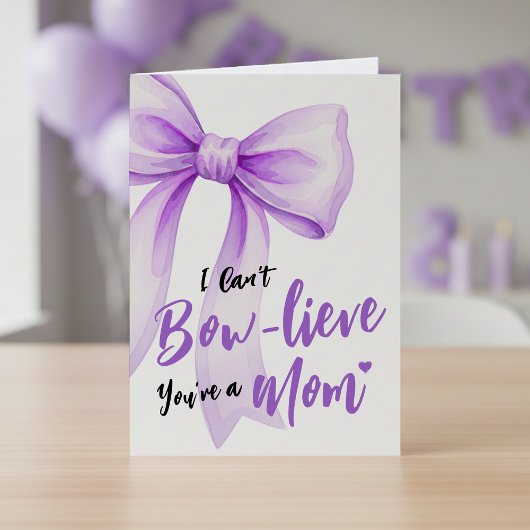 Purple Bow Cute New Mom Funny Happy Mothers Day カード