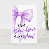 Purple Bow Cute New Mom Funny Happy Mothers Day カード (正面)
