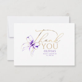 Purple Bow Elegant Calligraphy Thank You サンキューカード