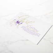 Purple Bow Elegant Modern Girl Baby Shower 箔招待状 (回転した状態)