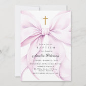 Purple Bow Girl Baptism Invitation 招待状 (正面)