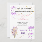 Purple Bow Graduation Party Invitation 招待状 (正面)