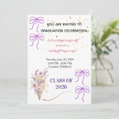 Purple Bow Graduation Party Invitation 招待状 (スタンド正面)