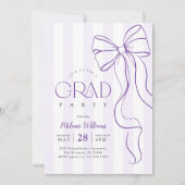 Purple Bow Graduation Photo Invitation 招待状 (正面)