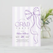 Purple Bow Graduation Photo Invitation 招待状 (スタンド正面)