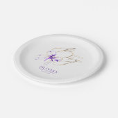 Purple Bow It's a Boy Baby Shower ペーパープレート (アングル)