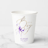 Purple Bow It's A Boy Baby Shower 紙コップ (裏面)