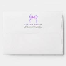 Purple Bow Modern Elegant Return Address