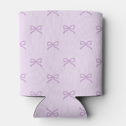 Purple Bow Pattern Pastel Modern Party Accessory 缶クーラー (裏面)