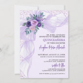 Purple Bow Quinceanera 招待状 (正面)