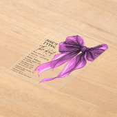 Purple Bow She's Tying The Knot Bridal Shower アクリル招待状 (レイダウン)