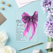Purple Bow She's Tying The Knot Bridal Shower アクリル招待状 (インサイチュ (ウェディング))