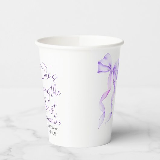 Purple Bow She's Tying the Knot Bridal Shower 紙コップ (左)