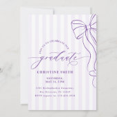 Purple Bow Stripes Graduate Photo Invitation 招待状 (裏面)