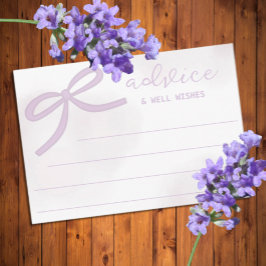Purple Bow Watercolor Bridal Shower Advice エンクロージャーカード