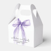 Purple Bow Watercolor Bridal Shower Thank You フェイバーボックス (正面サイド)