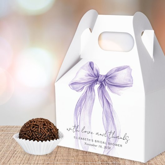 Purple Bow Watercolor Bridal Shower Thank You フェイバーボックス