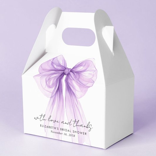 Purple Bow Watercolor Bridal Shower Thank You フェイバーボックス