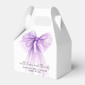 Purple Bow Watercolor Bridal Shower Thank You フェイバーボックス (正面サイド)