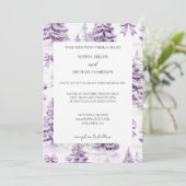 Purple Bows Christmas Trees Wedding 招待状 (スタンド正面)