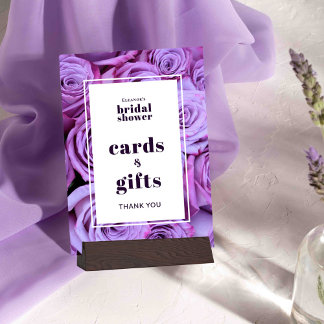 Purple Bridal Shower Cards and Gifts Tabletop Card 招待状