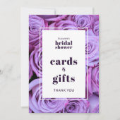 Purple Bridal Shower Cards and Gifts Tabletop Card 招待状 (正面)