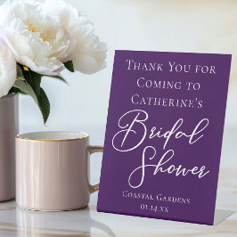 Purple Bridal Shower Personalized Welcome 台座サイン