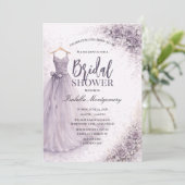 Purple Bridesmaid Dress Bridal Shower 招待状 (スタンド正面)