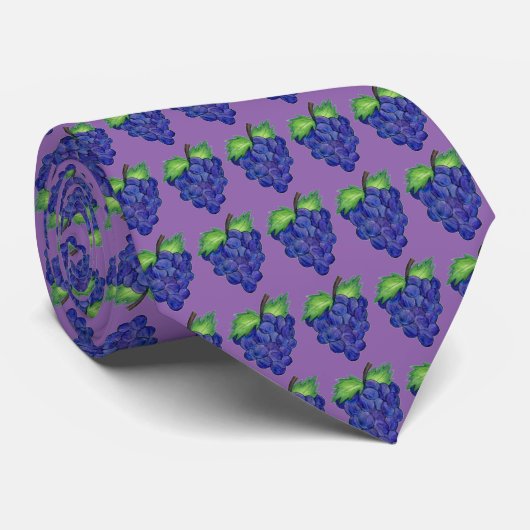 Purple Bunch of Grapes Fruit Grape Print Food Tie ネクタイ (ロール)