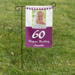 Purple Bunting Star Photo 60th Birthday Party ガーデンフラッグ<br><div class="desc">紫のグリッターバンティンスター写真60th Birthday Party Garden Flag.フラグの名前と写真を変更する</div>