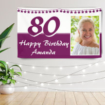 Purple Bunting Star Photo 80th Birthday Party