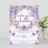 Purple butterflies birthday invitation (スタンド正面)