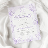Purple Butterflies & Bows Baby Shower 招待状